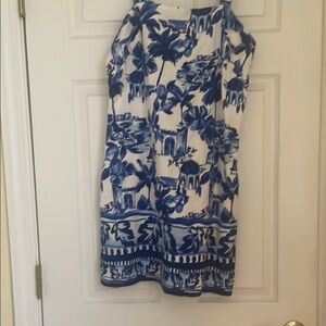 LOFT Blue and White Patterned Dress